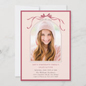 Deep Blush Bow Graduation Party Arch Photo Pink Kaart (Voorkant)