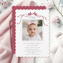 Deep Blush Pink Bow Girl 1st Birthday Party