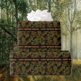Deep Bossen Camo Tekst toevoegen & Naam Verjaardag Cadeaupapier