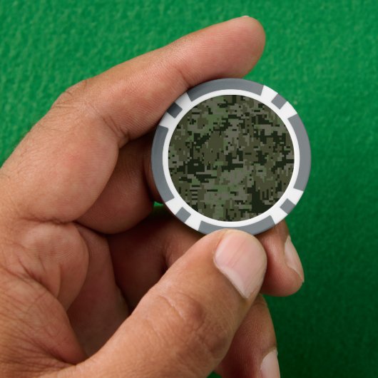 Deep Bossen digitale groene camo achtergrond Poker Chips (Hand)