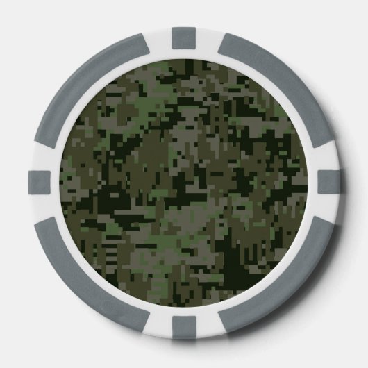 Deep Bossen digitale groene camo achtergrond Poker Chips (Voorkant)