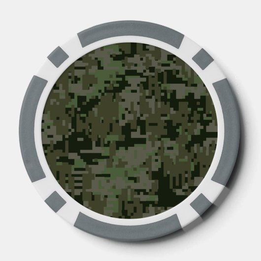Deep Bossen digitale groene camo achtergrond Poker Chips (Achterkant)