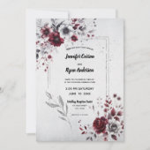 Deep Bourgogne Silver Grey Waterverf Bloemen Kaart (Voorkant)