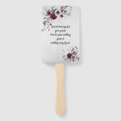 Deep Bourgogne Zilvergrijs Waterverf Bloemen Custo Handwaaier (Achterkant)