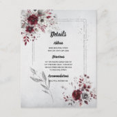 Deep Bourgogne Zilvergrijs Waterverf Bloemen Custo Informatiekaartje (Voorkant)