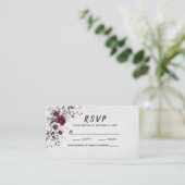 Deep Bourgogne Zilvergrijs Waterverf Bloemen Custo Plaatskaartje (Staand voorkant)