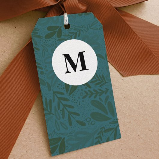 Deep Bramble | Festive Botanical Monogram Cadeaulabel