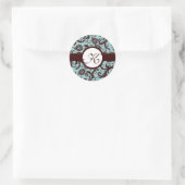 Deep Brown Damask  Bloemenbruiloft Stickers (Tas)