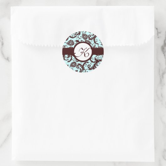 Deep Brown Damask  Bloemenbruiloft Stickers (Tas)