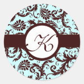 Deep Brown Damask  Bloemenbruiloft Stickers (Voorkant)