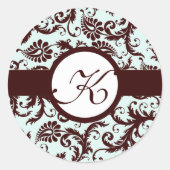 Deep Brown Damask Bloemenbruiloft Stickers (Voorkant)