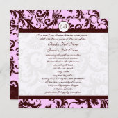 Deep Brown Pink Damask Weddenschap Kaart (Voorkant / Achterkant)