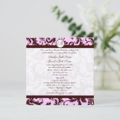 Deep Brown Pink Damask Weddenschap Kaart (Staand voorkant)