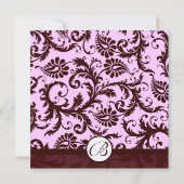 Deep Brown Pink Damask Weddenschap Kaart (Achterkant)