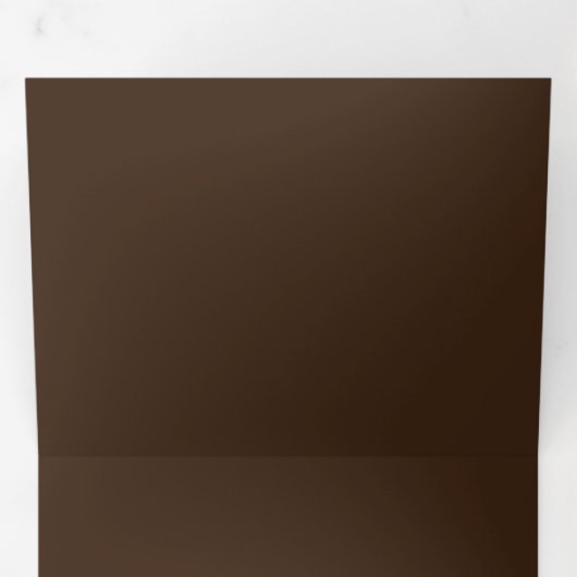 Deep Brown Solid – minimalistische rustieke achter Drieluik Uitnodiging (Binnenzijde eerst)
