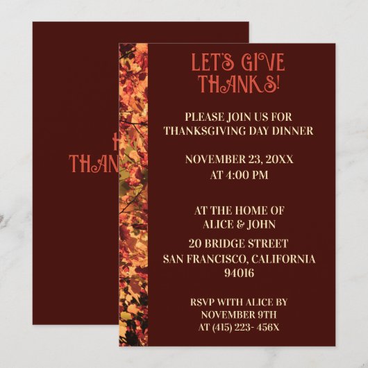 Deep Brown Thanksgiving Dinner Herfstfeest Kaart (Voorkant / Achterkant)