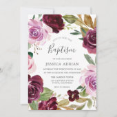 Deep Burgundy Berry & Lila Waterverf Baptisme Kaart (Voorkant)