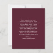 Deep Burgundy Budget Wedding Thank You Card (Achterkant)