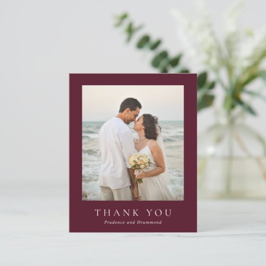 Deep Burgundy Budget Wedding Thank You Card (Staand voorkant)
