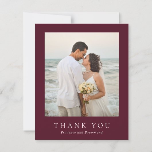 Deep Burgundy Budget Wedding Thank You Card (Voorkant)