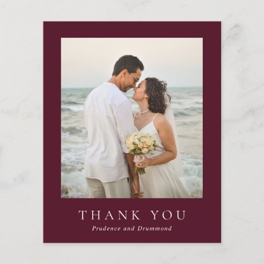 Deep Burgundy Budget Wedding Thank You Card Flyer (Voorkant)