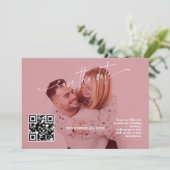 Deep Burgundy Calligraphy QR Code Photo Wedding   Save The Date (Staand voorkant)
