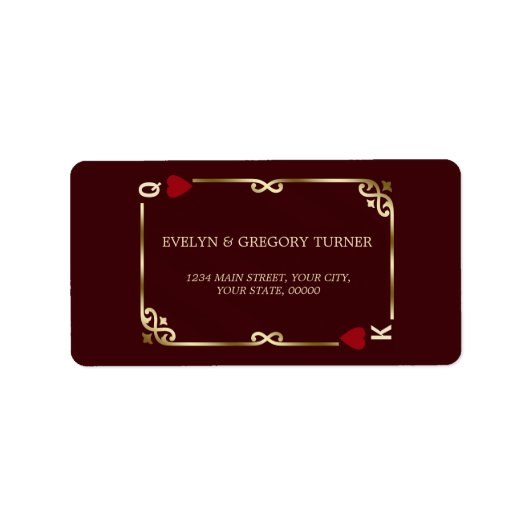 Deep Burgundy Casino Las Vegas Poker Wedding Etiket (Voorkant)