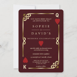 Deep Burgundy Casino Las Vegas Poker Wedding Kaart