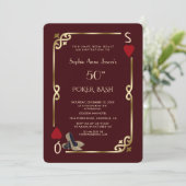 Deep Burgundy Casino Night Gatsby 50th Birthday Kaart (Staand voorkant)