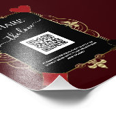Deep Burgundy Casino Share Photo QR Code Wedding  Foto Afdruk (Hoek)