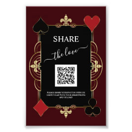 Deep Burgundy Casino Share Photo QR Code Wedding Foto Afdruk