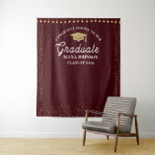 Deep Burgundy Class Of 2026 Graduation Backdrop Wandkleed (In situ)