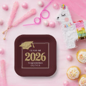 Deep Burgundy Class Of 2026 Papieren Bordje (Feest)