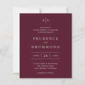 Deep Burgundy Classic Budget Wedding Invitation (Voorkant)