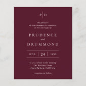 Deep Burgundy Classic Budget Wedding Invitation Flyer (Voorkant)