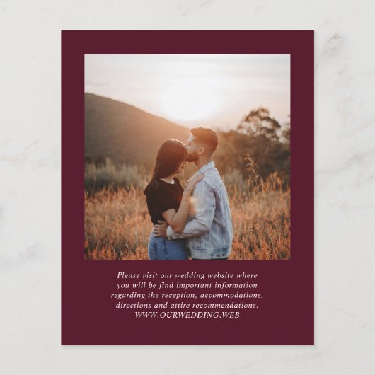 Deep Burgundy Classic Budget Wedding Save the Date Flyer (Achterkant)