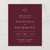 Deep Burgundy Classic Budget Wedding Save the Date Flyer (Voorkant)