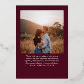 Deep Burgundy Classic Wedding Foil Save the Date Folie Uitnodiging (Achterkant)