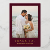 Deep Burgundy Classic Wedding Foil Thank You Card Folie Uitnodiging (Voorkant)