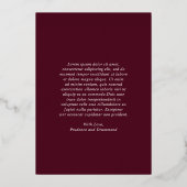 Deep Burgundy Classic Wedding Foil Thank You Card Folie Uitnodiging (Achterkant)
