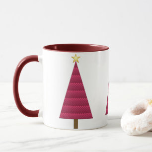 Deep Burgundy Damask Modern kerstboom Mok