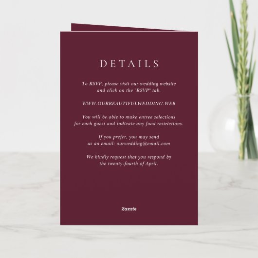 Deep Burgundy Elegant Classic Wedding (Achterkant)