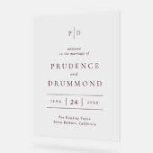 Deep Burgundy Elegant Classic Wedding Acryl Bord (Hoek)