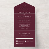 Deep Burgundy Elegant Classic Wedding All In One Uitnodiging (Binnen)