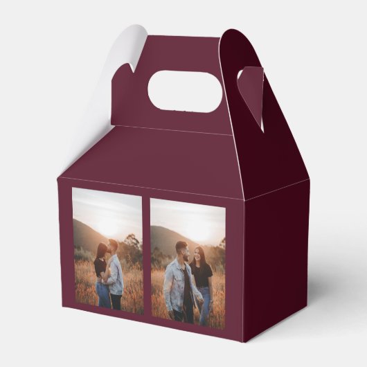 Deep Burgundy Elegant Classic Wedding Bedankdoosjes (Achterkant)