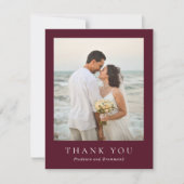Deep Burgundy Elegant Classic Wedding Bedankkaart (Voorkant)