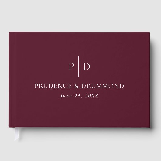 Deep Burgundy Elegant Classic Wedding Gastenboek (Voorkant)