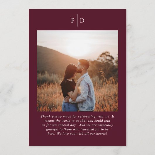 Deep Burgundy Elegant Classic Wedding Menu (Achterkant)