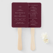 Deep Burgundy Elegant Classic Wedding Program Handwaaier (Voorkant en achterkant)