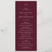 Deep Burgundy Elegant Classic Wedding Programmakaart (Voorkant)